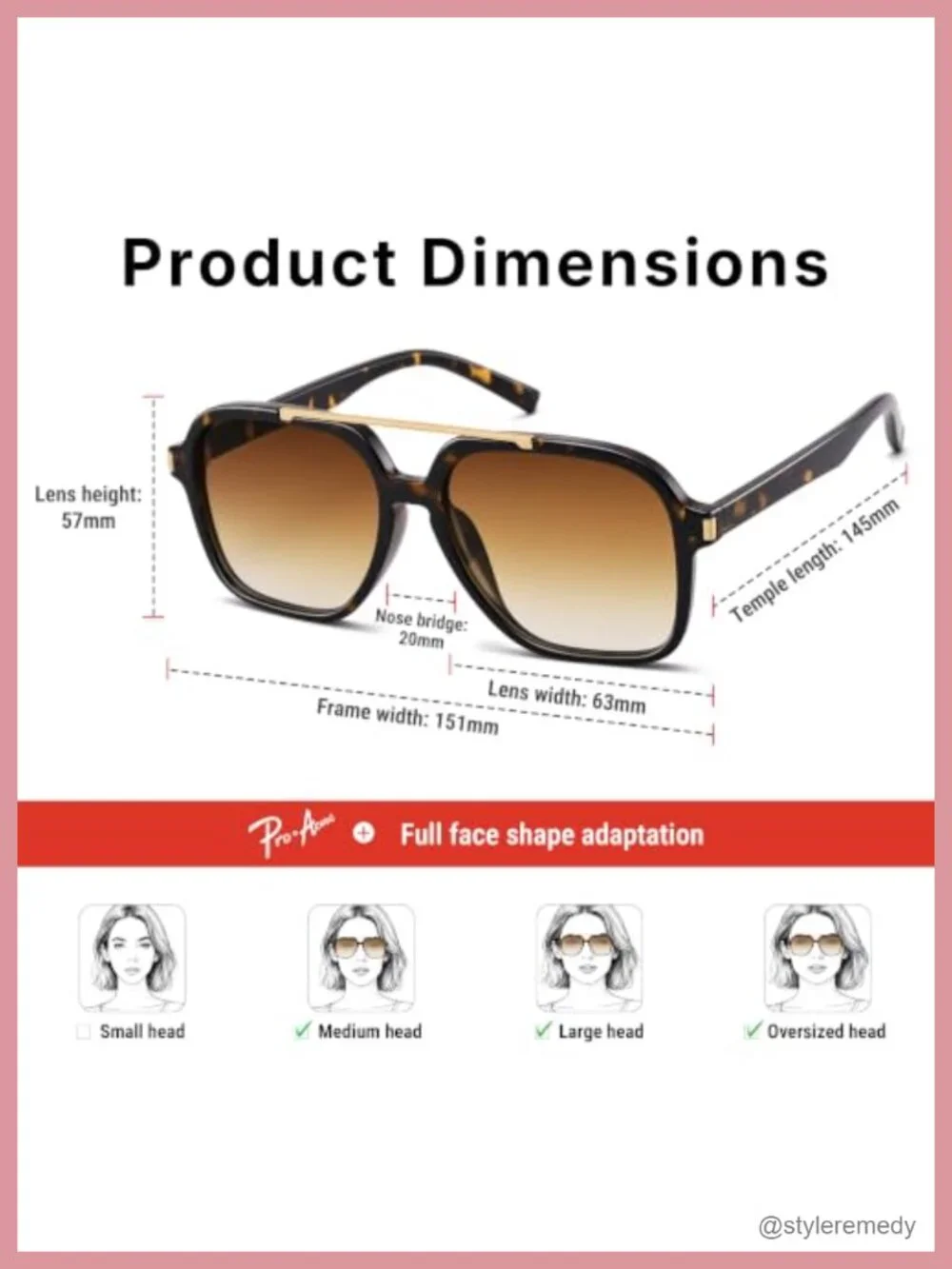Oversized Aviator Sunglasses, Retro Square Frame UV400 Protection, Driving